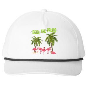 Deck The Palms Merry Flamingo Christmas Funny Xmas Meaningful Gift Snapback Five-Panel Rope Hat