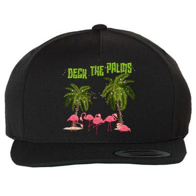 Deck The Palms Merry Flamingo Christmas Funny Xmas Meaningful Gift Wool Snapback Cap