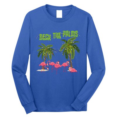 Deck The Palms Merry Flamingo Christmas Funny Xmas Meaningful Gift Long Sleeve Shirt