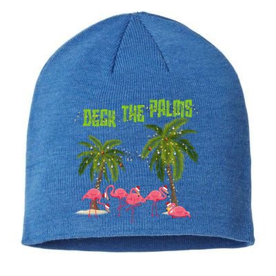 Deck The Palms Merry Flamingo Christmas Funny Xmas Meaningful Gift Sustainable Beanie