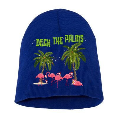 Deck The Palms Merry Flamingo Christmas Funny Xmas Meaningful Gift Short Acrylic Beanie