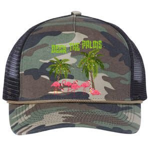 Deck The Palms Merry Flamingo Christmas Funny Xmas Meaningful Gift Retro Rope Trucker Hat Cap