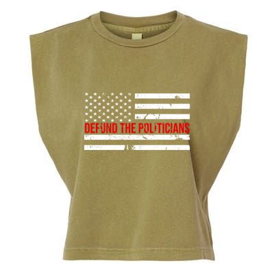 Defund The Politicians American Flag Garment-Dyed Women's Muscle Tee