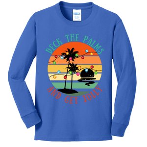 Deck The Palms Tree Lights Tropical Hawaii Christmas Cute Gift Kids Long Sleeve Shirt