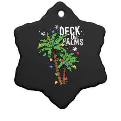 Deck The Palms Tropical Hawaii Christmas Palm Tree Lights Gift Ceramic Star Ornament