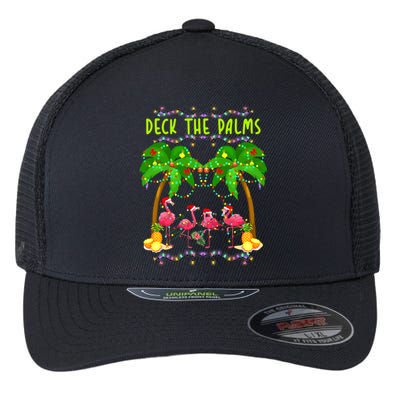 Deck The Palms Merry Flamingo Christmas Pajama Funny Xmas Cute Gift Flexfit Unipanel Trucker Cap