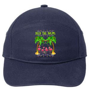 Deck The Palms Merry Flamingo Christmas Pajama Funny Xmas Cute Gift 7-Panel Snapback Hat