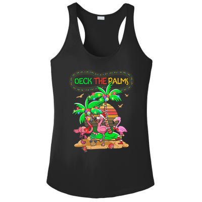 Deck The Palms Merry Flamingo Christmas Palm Tree Beach Meaningful Gift Ladies PosiCharge Competitor Racerback Tank