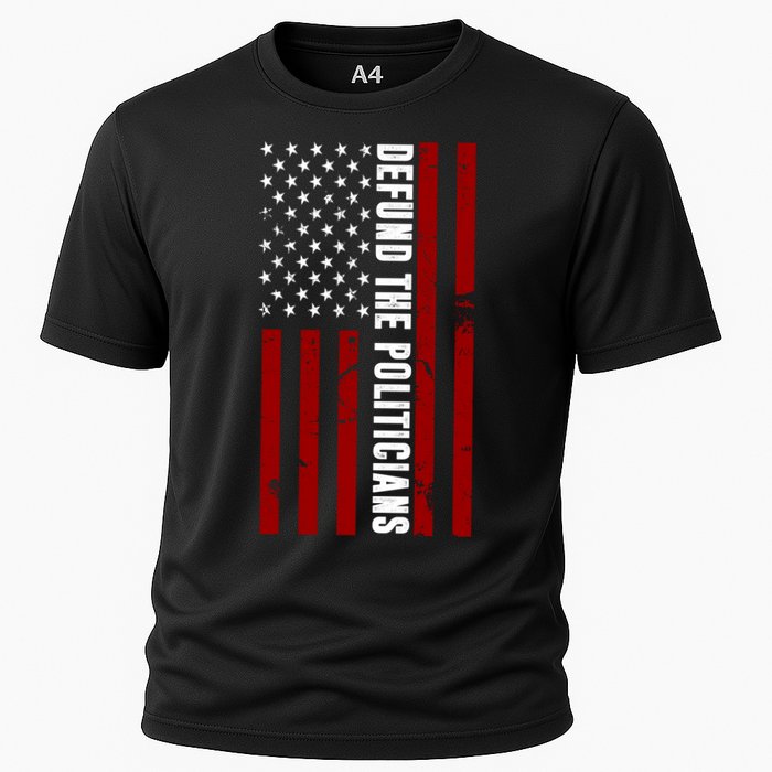 Defund The Politicians US Flag Cooling Performance Crew T-Shirt
