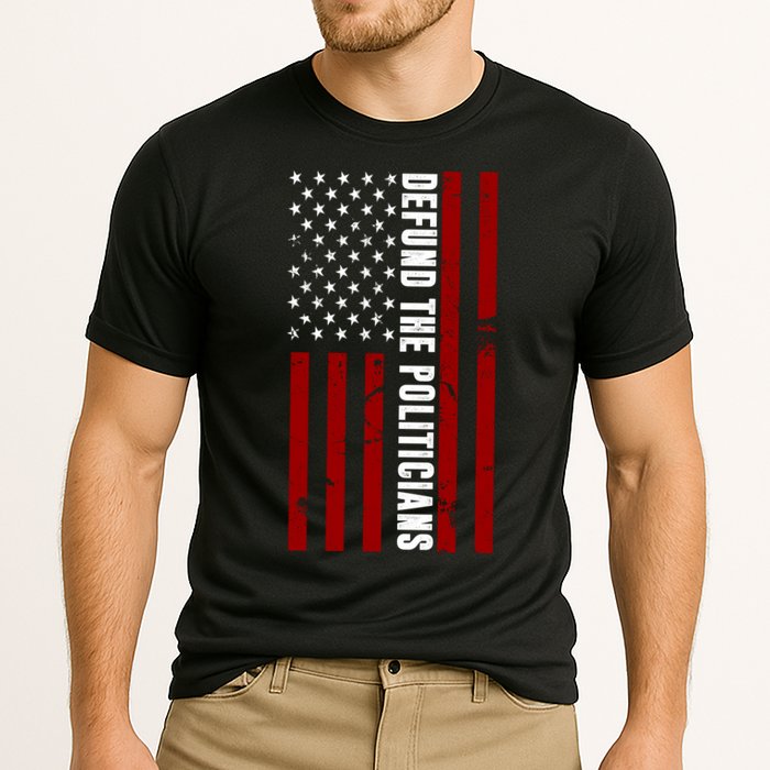 Defund The Politicians US Flag Cooling Performance Crew T-Shirt