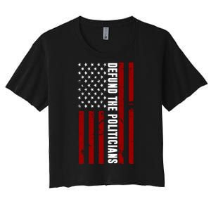 Defund The Politicians US Flag Women's Crop Top Tee