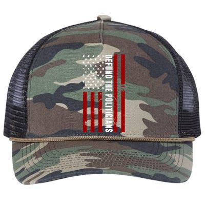 Defund The Politicians US Flag Retro Rope Trucker Hat Cap