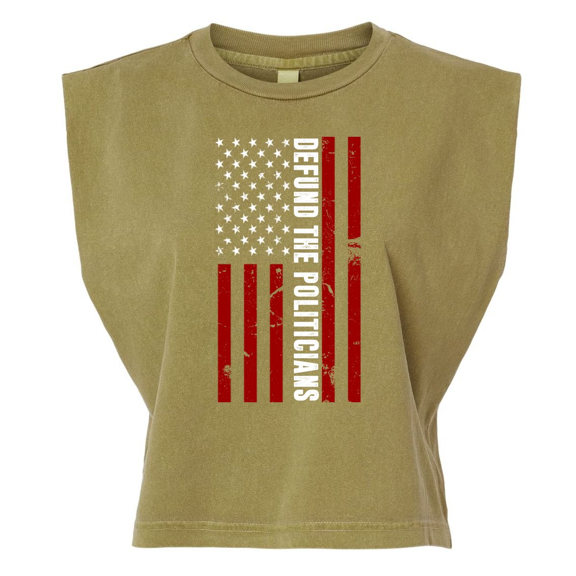 Defund The Politicians US Flag Garment-Dyed Women's Muscle Tee
