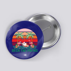 Deck The Palms Tropical Christmas In July Santa Flamingo Cool Gift Button