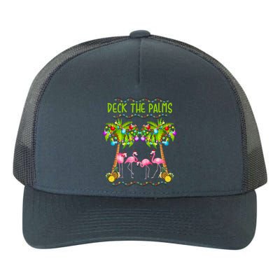 Deck The Palms Merry Flamingo Christmas Gift Sweater Yupoong Adult 5-Panel Trucker Hat