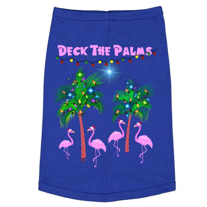 Deck The Palms Tropical Christmas Pink Flamingos Palm Tree Funny Gift Doggie Tank