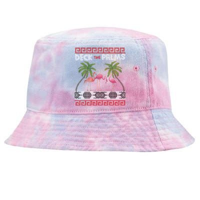 Deck The Palms Merry Flamingo Ugly Christmas Sweater Pyjamas Gift Tie-Dyed Bucket Hat