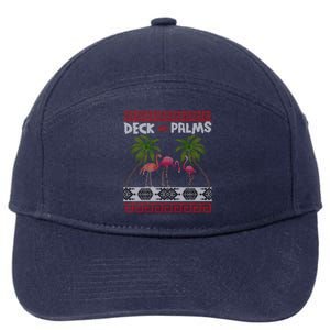 Deck The Palms Merry Flamingo Ugly Christmas Sweater Pyjamas Gift 7-Panel Snapback Hat