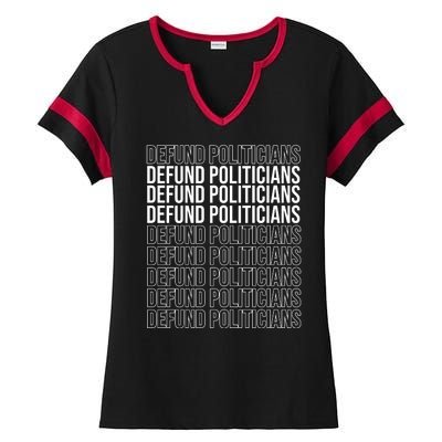 Defund The Politicians Grocery Bag Spoof Ladies Halftime Notch Neck Tee