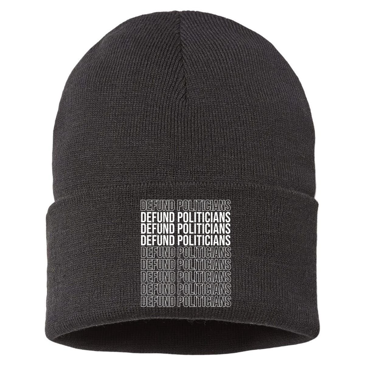 Defund The Politicians Grocery Bag Spoof Sustainable Knit Beanie