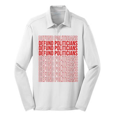 Defund The Politicians Grocery Bag Spoof Silk Touch Performance Long Sleeve Polo