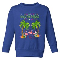 Deck The Palms Tropical Christmas Pink Flamingos Palm Tree Gift Toddler Sweatshirt