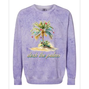 Deck The Palms Tropical Christmas Funny Gift Colorblast Crewneck Sweatshirt