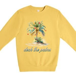 Deck The Palms Tropical Christmas Funny Gift Premium Crewneck Sweatshirt