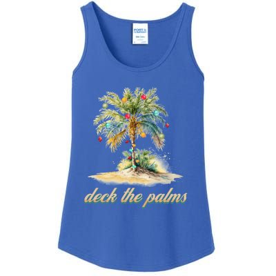 Deck The Palms Tropical Christmas Funny Gift Ladies Essential Tank