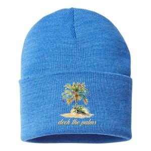 Deck The Palms Tropical Christmas Funny Gift Sustainable Knit Beanie