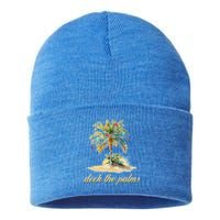 Deck The Palms Tropical Christmas Funny Gift Sustainable Knit Beanie