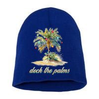 Deck The Palms Tropical Christmas Funny Gift Short Acrylic Beanie