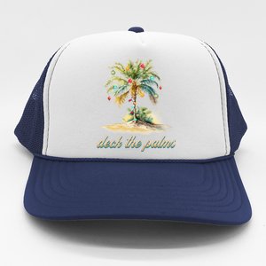 Deck The Palms Tropical Christmas Funny Gift Trucker Hat