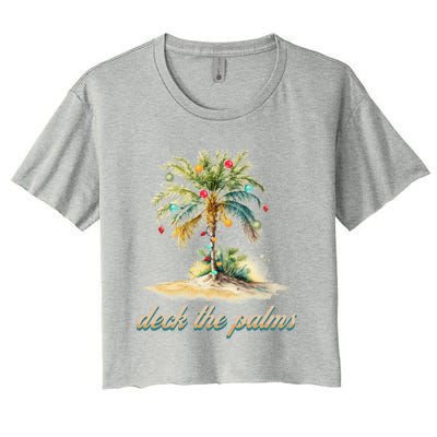 Deck The Palms Tropical Christmas Funny Gift Women's Crop Top Tee