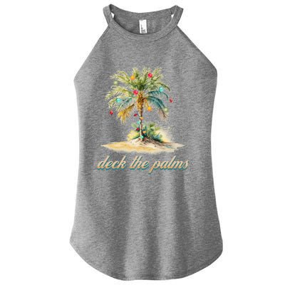 Deck The Palms Tropical Christmas Funny Gift Women’s Perfect Tri Rocker Tank