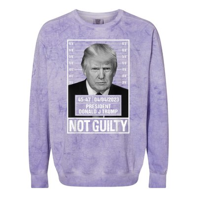 Donald Trump Police Mugshot Photo Not Guilty 45-47 President Colorblast Crewneck Sweatshirt