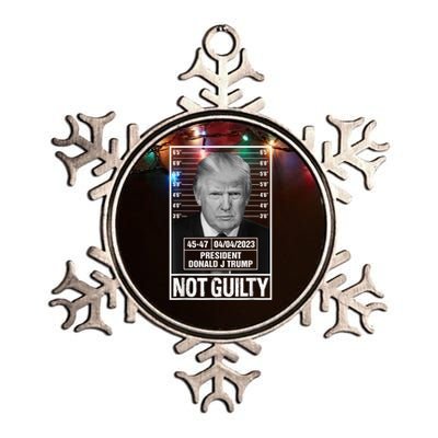 Donald Trump Police Mugshot Photo Not Guilty 45-47 President Metallic Star Ornament