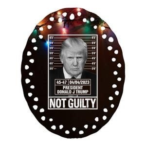 Donald Trump Police Mugshot Photo Not Guilty 45-47 President Ceramic Oval Ornament