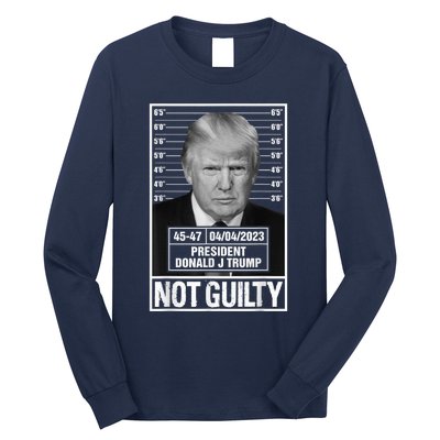 Donald Trump Police Mugshot Photo Not Guilty 45-47 President Long Sleeve Shirt