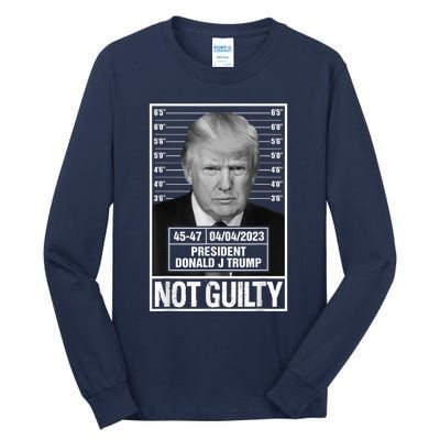 Donald Trump Police Mugshot Photo Not Guilty 45-47 President Tall Long Sleeve T-Shirt