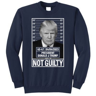 Donald Trump Police Mugshot Photo Not Guilty 45-47 President Tall Sweatshirt