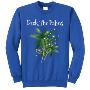 Deck The Palms Tropical Hawaii Christmas Palm Tree Lights Funny Gift Sweatshirt