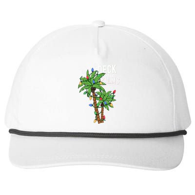 Deck The Palms Tropical Hawaii Christmas Palm Tree Lights Gift Snapback Five-Panel Rope Hat