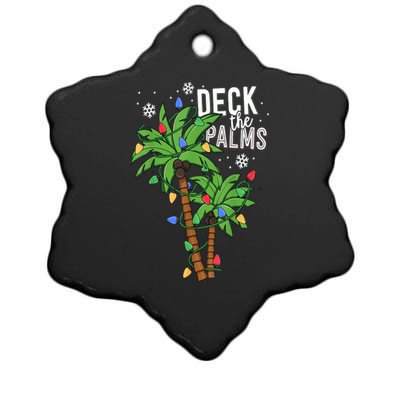 Deck The Palms Tropical Hawaii Christmas Palm Tree Lights Gift Ceramic Star Ornament