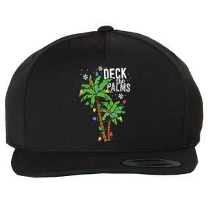 Deck The Palms Tropical Hawaii Christmas Palm Tree Lights Gift Wool Snapback Cap