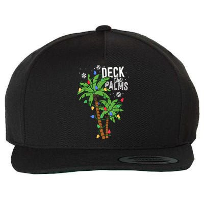 Deck The Palms Tropical Hawaii Christmas Palm Tree Lights Gift Wool Snapback Cap