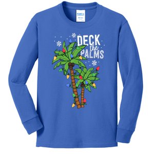 Deck The Palms Tropical Hawaii Christmas Palm Tree Lights Gift Kids Long Sleeve Shirt