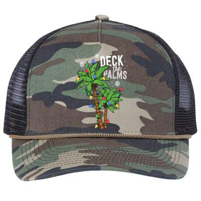 Deck The Palms Tropical Hawaii Christmas Palm Tree Lights Gift Retro Rope Trucker Hat Cap