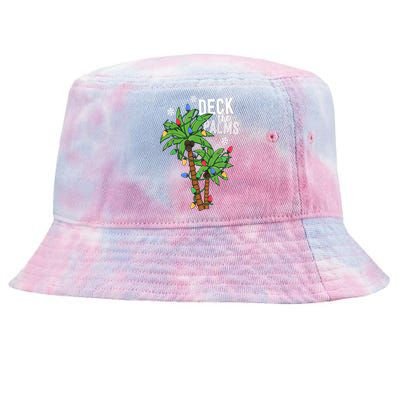 Deck The Palms Tropical Hawaii Christmas Palm Tree Lights Gift Tie-Dyed Bucket Hat