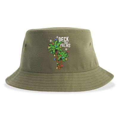 Deck The Palms Tropical Hawaii Christmas Palm Tree Lights Gift Sustainable Bucket Hat